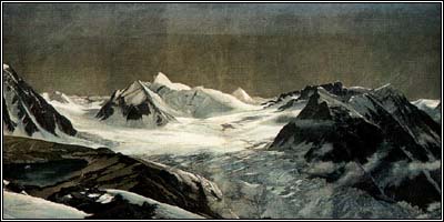 The diorama of the Kauner valley glacier, painted for the 1893 Chicago world's
fair. From the collection of Willi Pechtl.