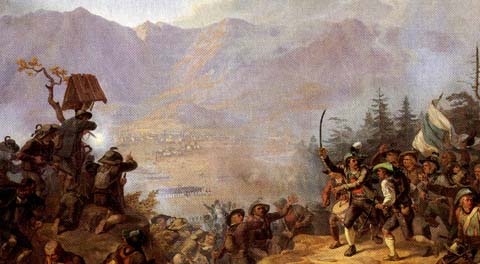 13. august 1809, gemalt von karl von mayrhauser (1850), aus k&ouml;fler, der tiroler freiheitskampf 